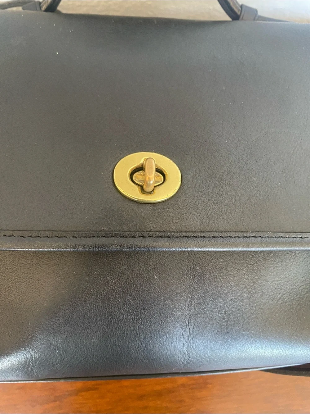 Coach Classic Black Leather Top-Handle Crossbody Bag